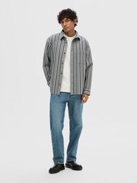 STRIPED COTTON OVERSHIRT, Stormy Weather, highres