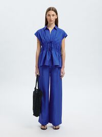TIE FRONT V-NECK TOP, Dazzling Blue, highres