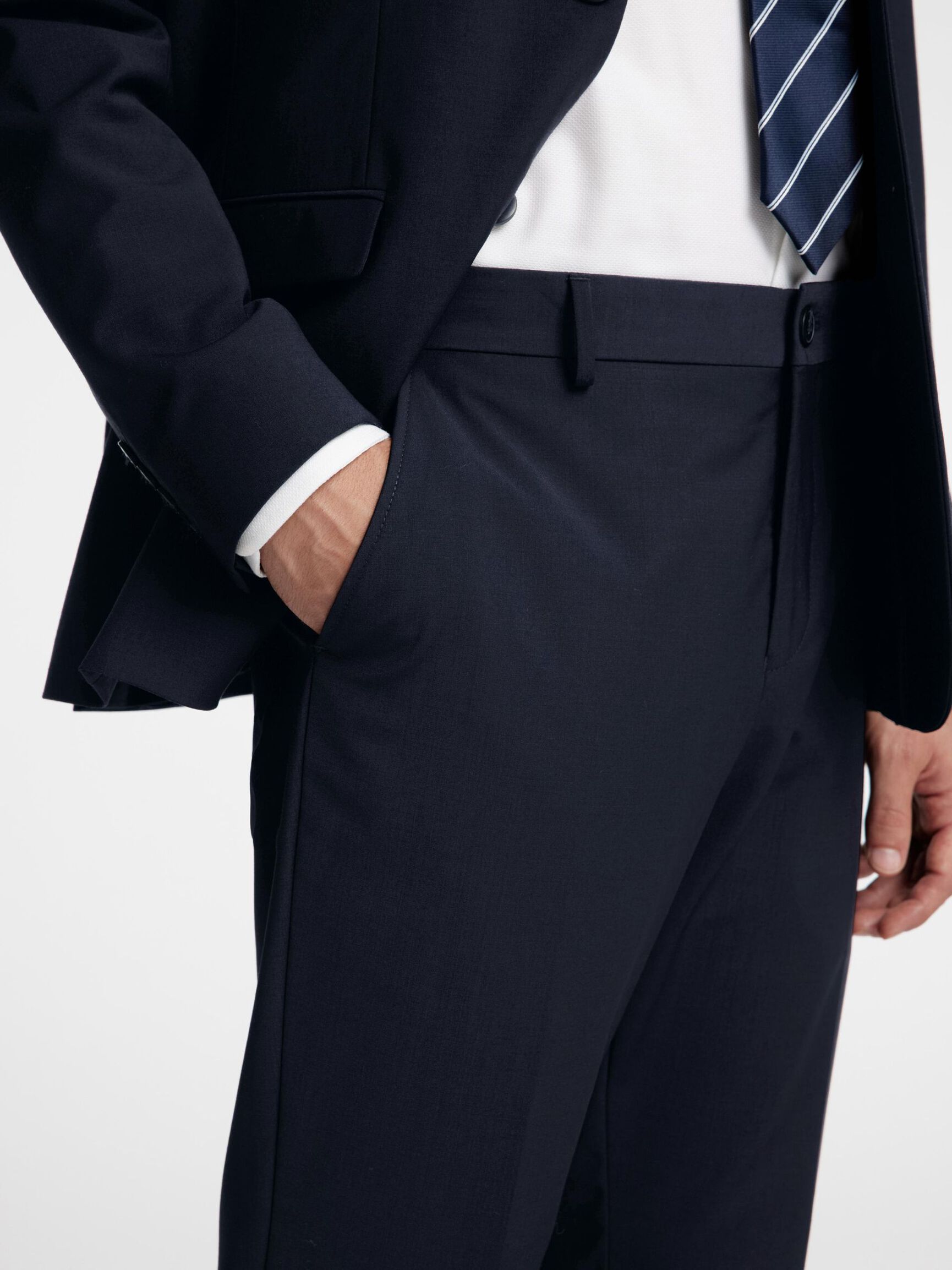 SLIM FIT WOOL BLEND SUIT TROUSERS, Sky Captain, highres