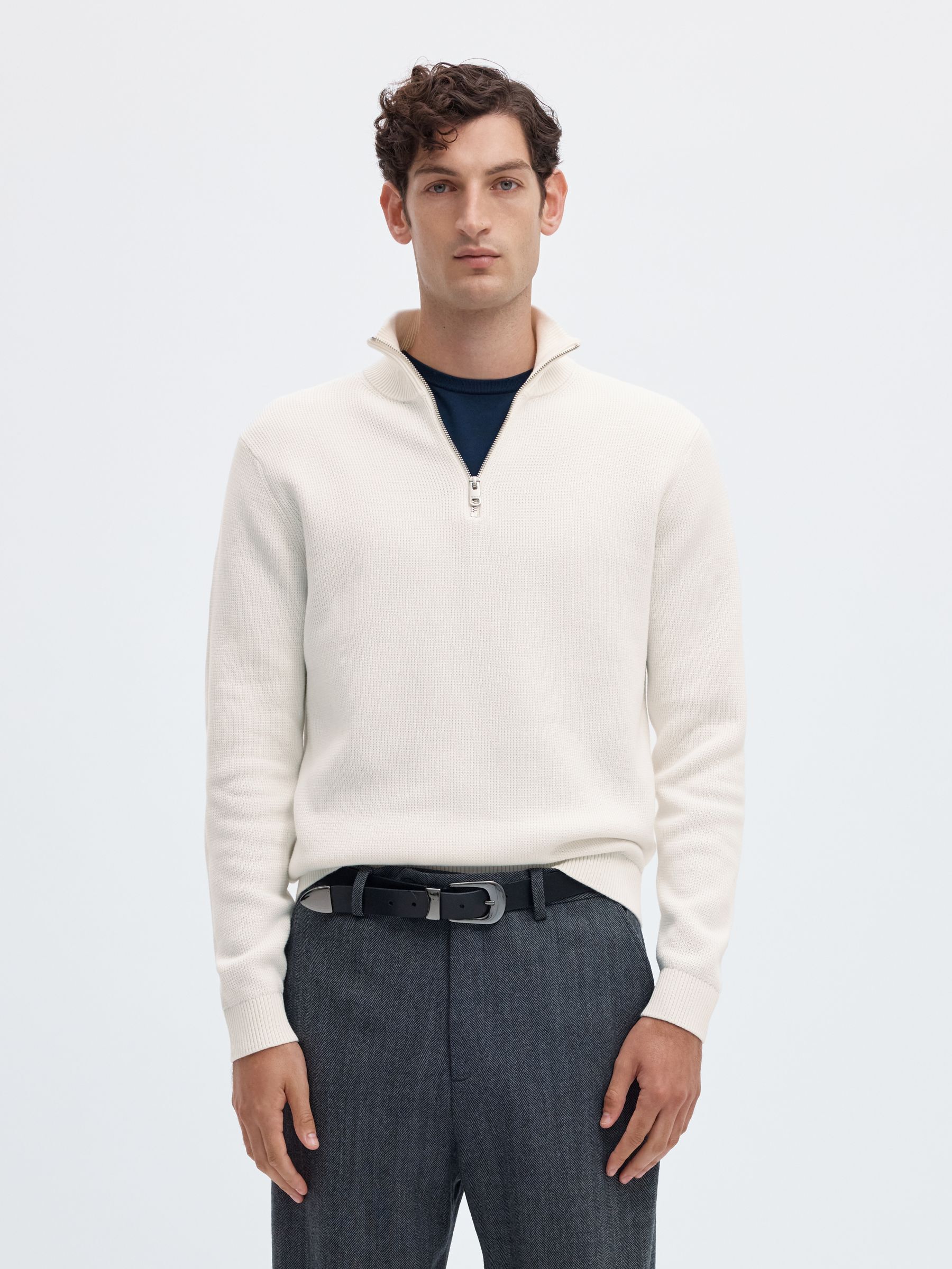 HALF-ZIP JUMPER | White | Selected