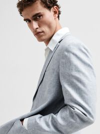 REGULAR FIT LEINENMIX BLAZER, Light Blue, highres