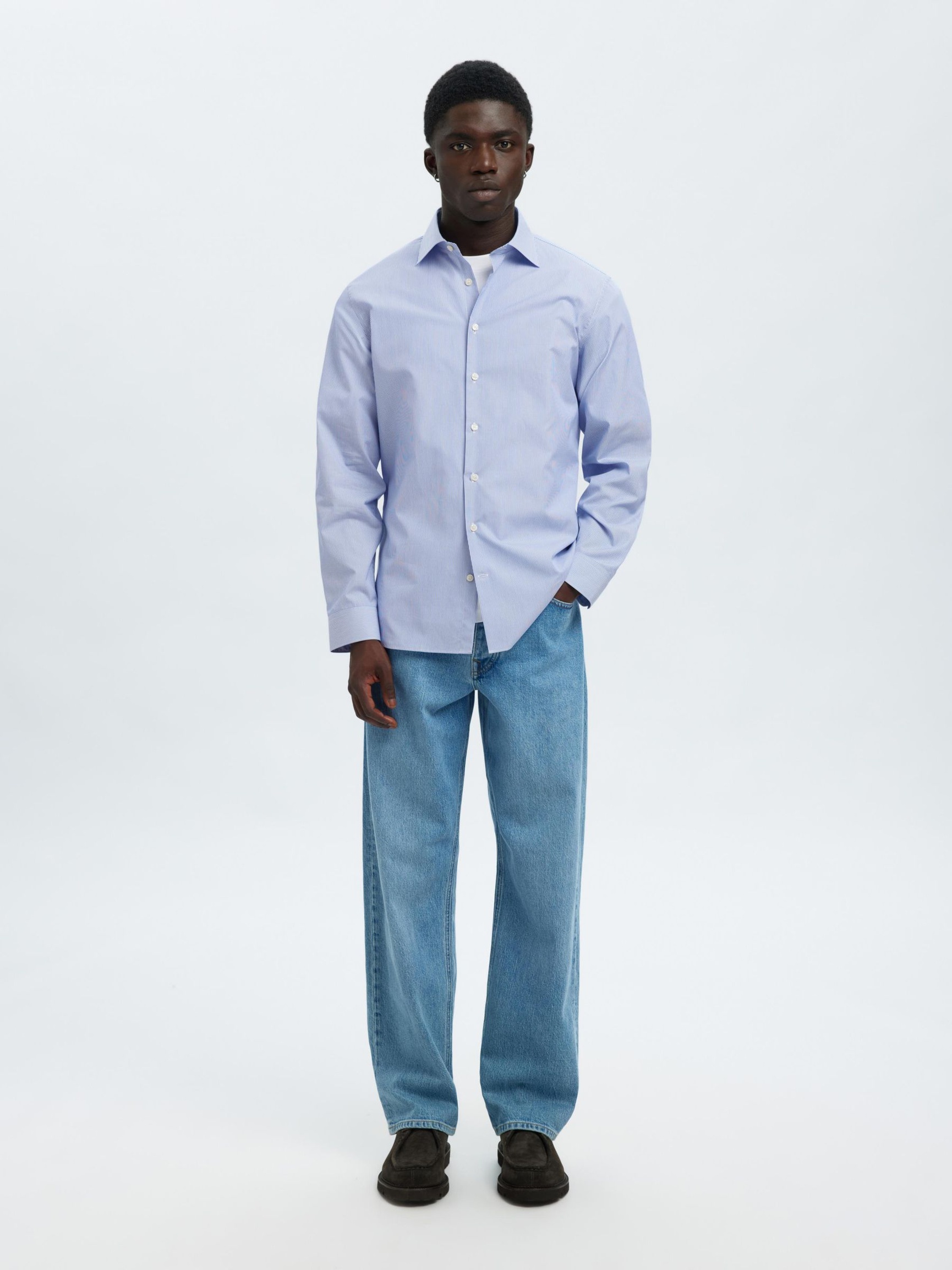 KATOENEN SLIM FIT OVERHEMD, Bright White, highres