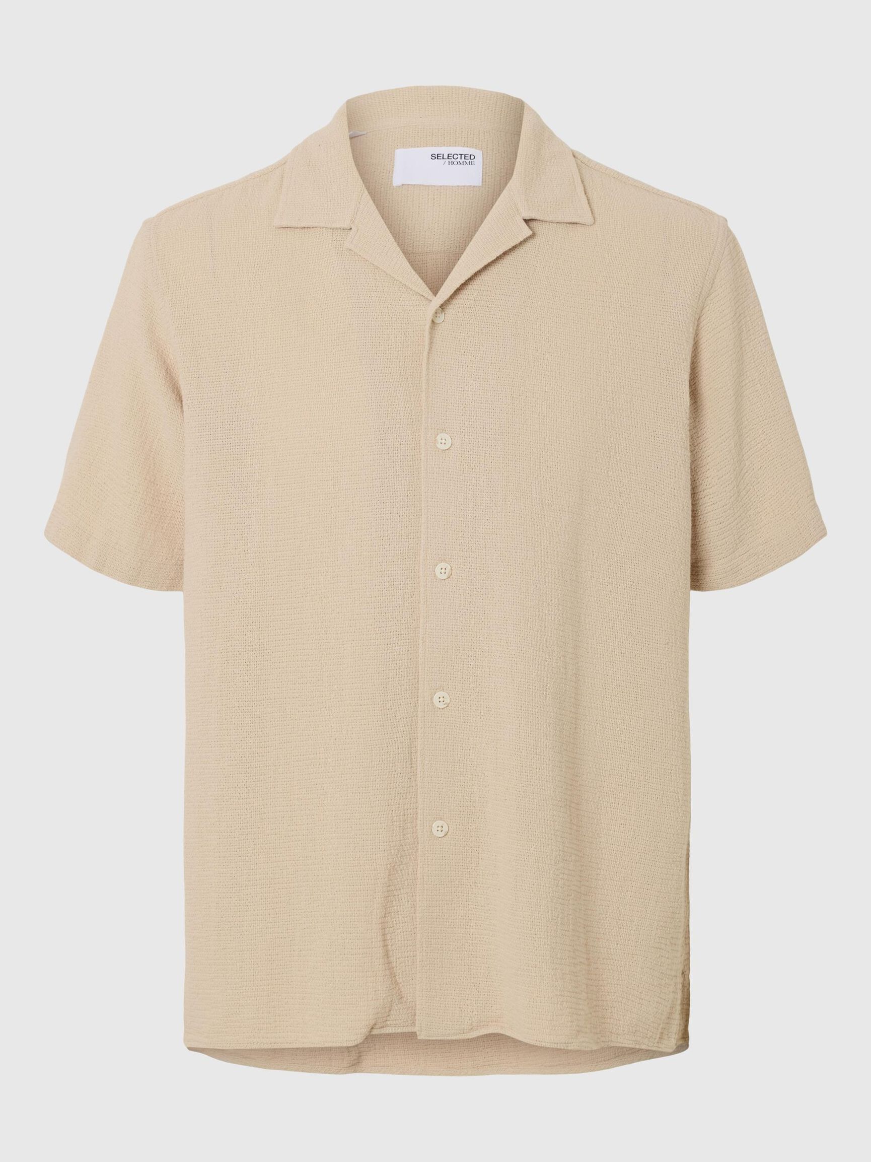 TEJIDO DE ALGODÓN CAMISA DE MANGA CORTA, Oatmeal, highres