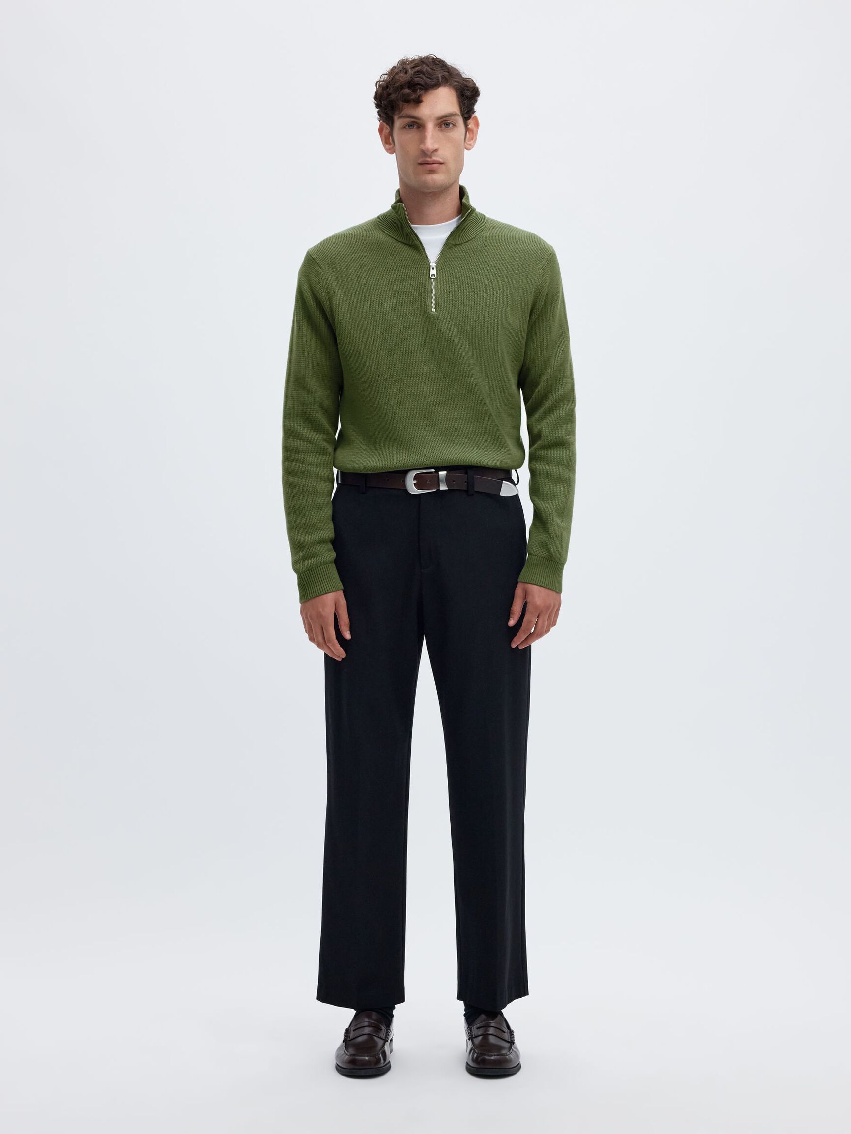 HALF-ZIP JUMPER, Olivine, highres