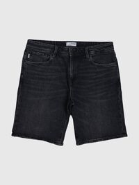 DISTRESSED DENIM SHORTS, Black Denim, highres