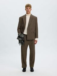 RELAXED FIT WOLLGEMISCH ZWEIREIHIGER BLAZER, Medium Brown Melange, highres