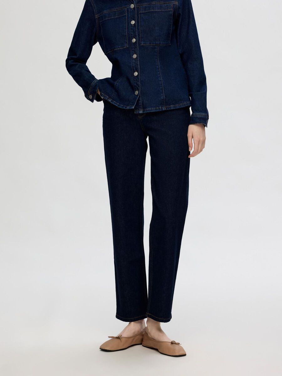 Selected DUNKELBLAUE STRAIGHT FIT JEANS, Dark Blue Denim, highres - 16096678_DarkBlueDenim_003.jpg