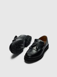 TASSEL DETAIL LEATHER LOAFERS, Black, highres