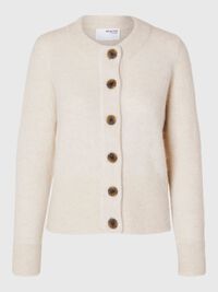 WOOL BLEND KNITTED CARDIGAN, Birch, highres