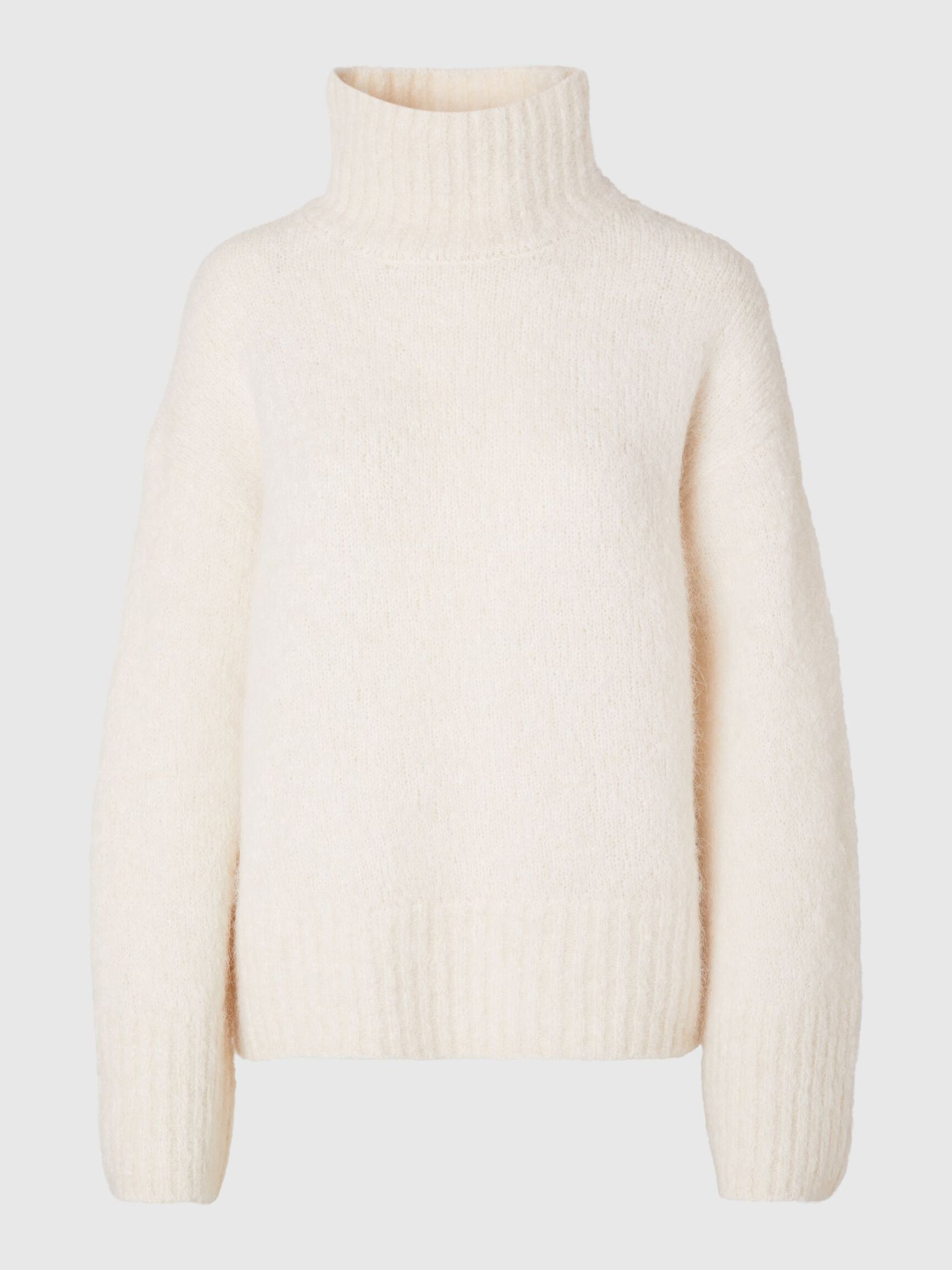 WOOL BLEND HIGH-NECK  PULLOVER, Birch, highres