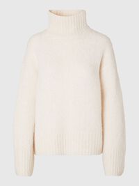 WOOL BLEND HIGH-NECK  PULLOVER, Birch, highres