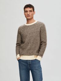 LONG-SLEEVED KNITTED JUMPER, Chocolate Torte, highres