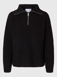HALF ZIP PULLOVER, Black, highres