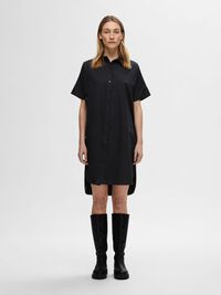 COTTON SHIRT DRESS, Black, highres