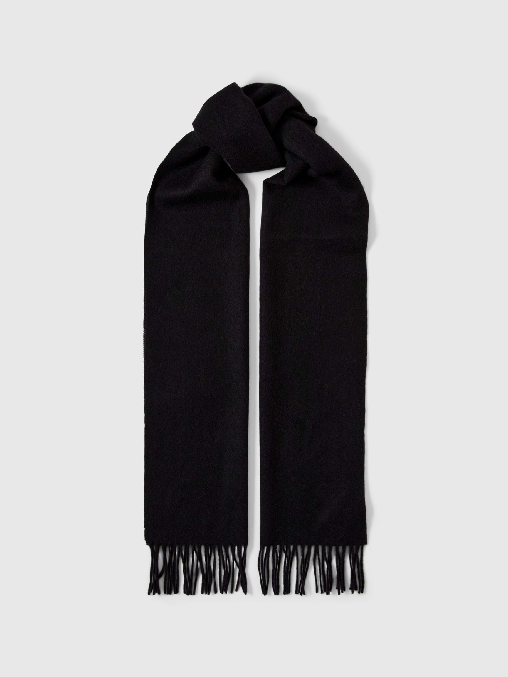 WOOL SCARF, Black, highres