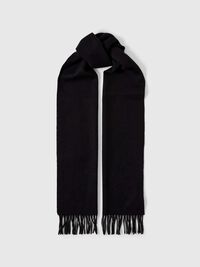 WOOL SCARF, Black, highres